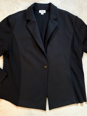 Per Se Black Single-Button Women's Blazer - Knit & Woven Panels Sz XXL